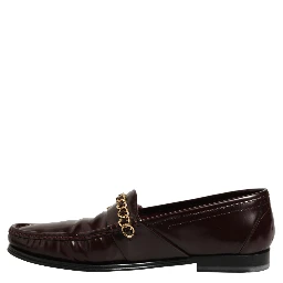 Maroon DG Chain Calfskin Leather Loafers Shoes