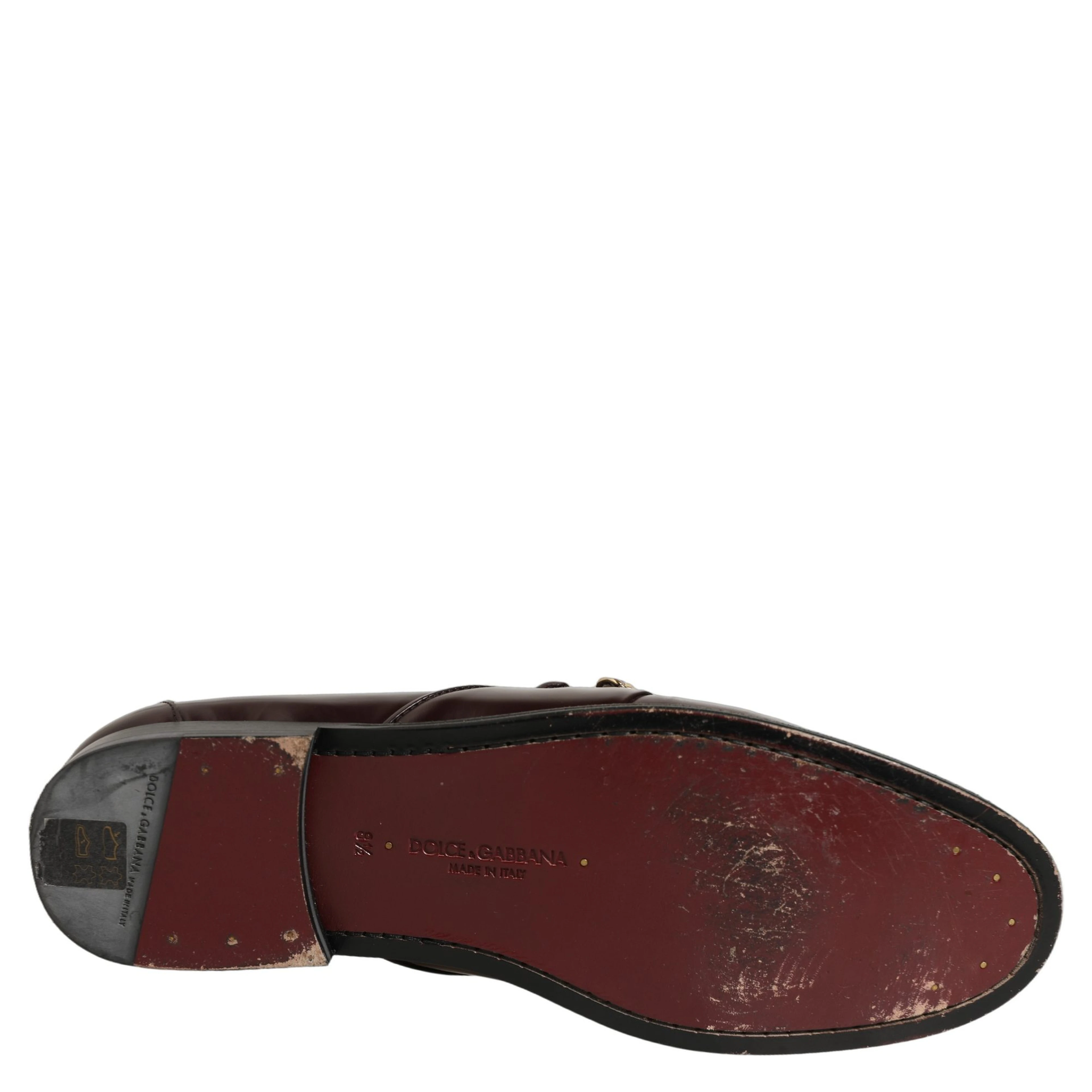 Maroon DG Chain Calfskin Leather Loafers Shoes