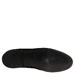 Black Crown Embellished Men Loafers Shoes