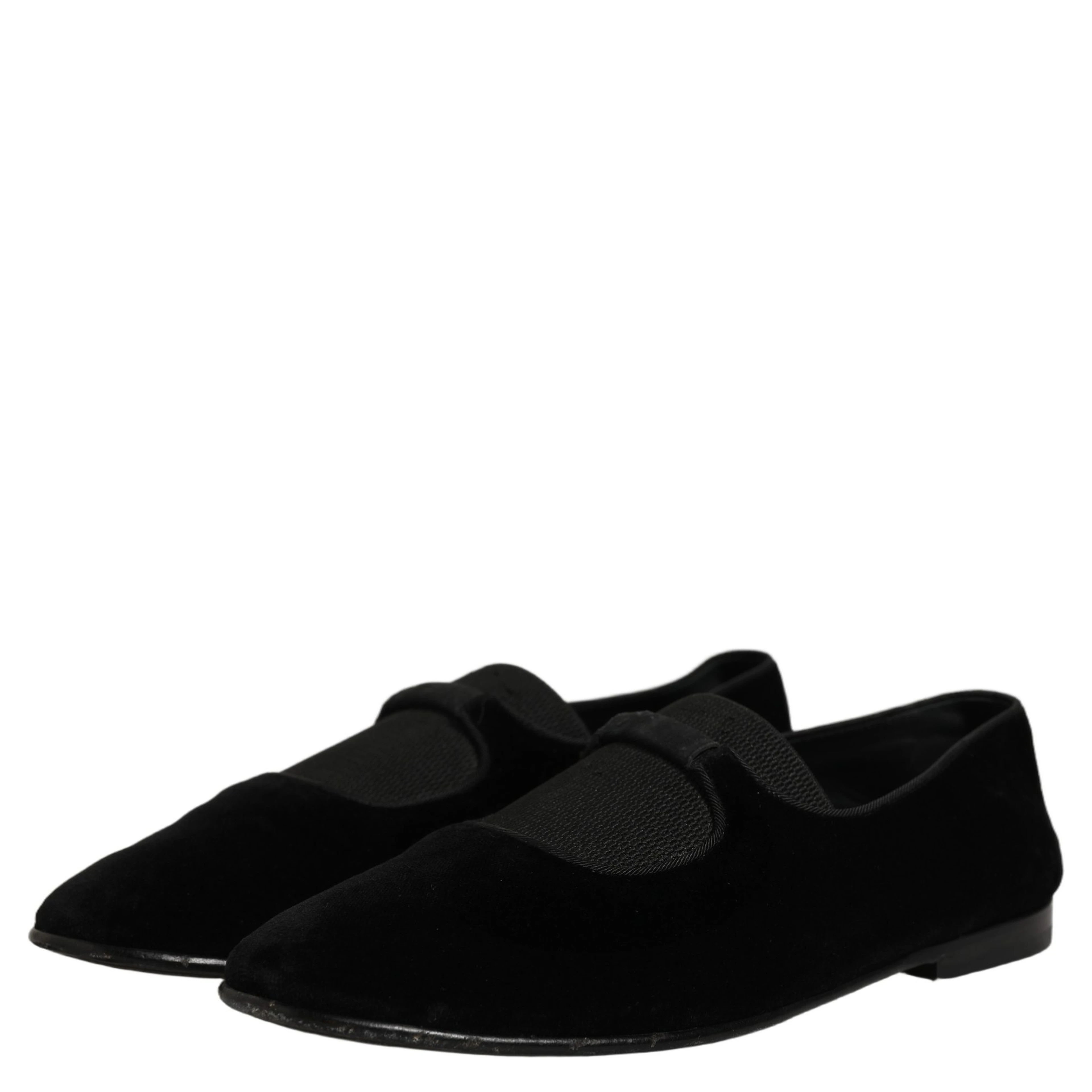 Black Velvet Slip On Slippers Loafers Shoes