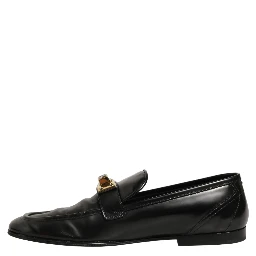 Black Leather Logo Plaque Men Loafers Shoes