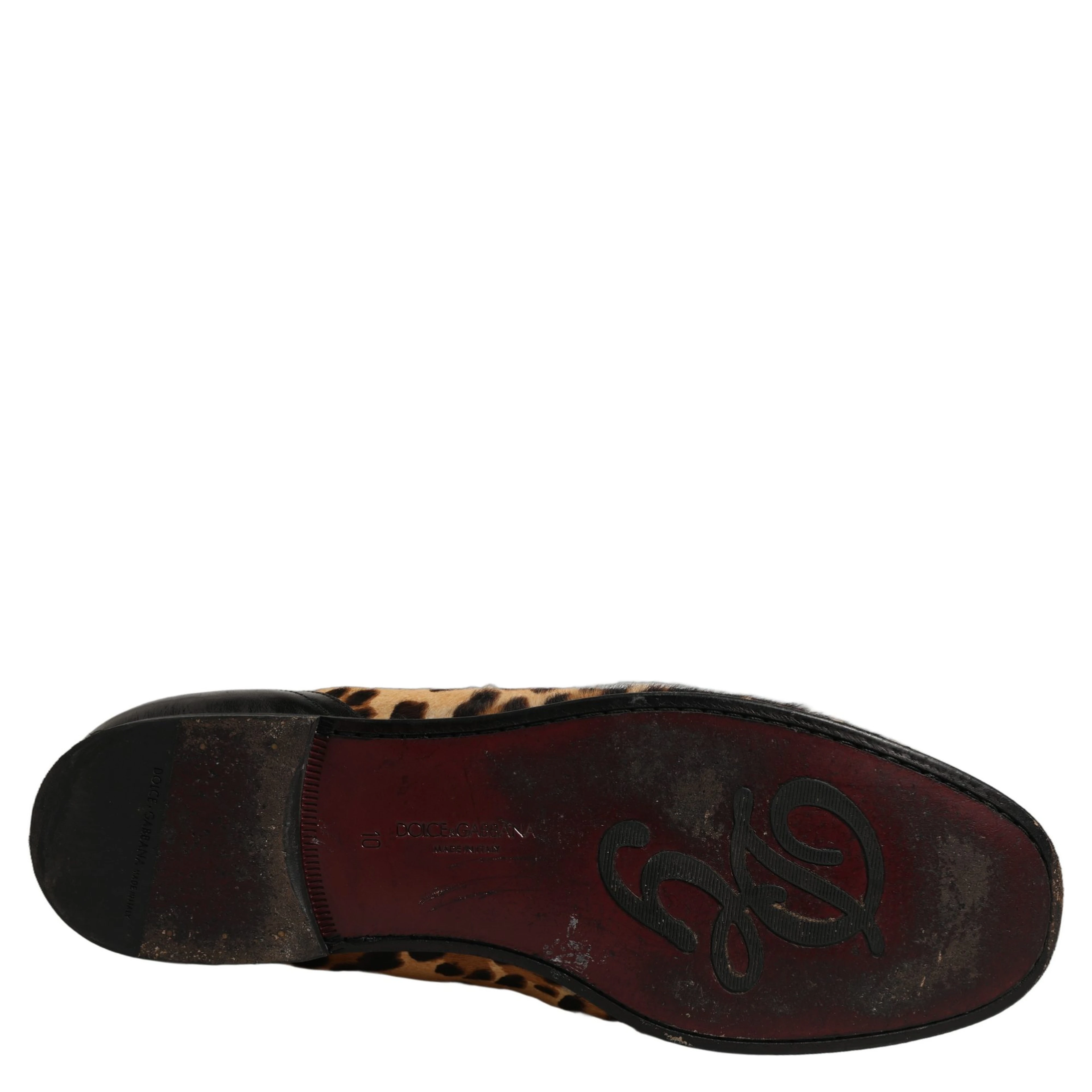 Brown Leopard Calf Hair Flats Loafers Shoes
