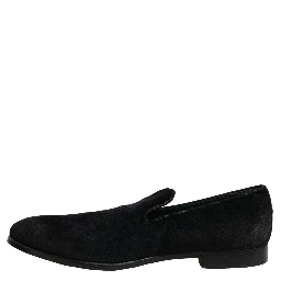 Black Suede Slip On Slippers Loafers Shoes