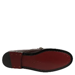 Maroon DG Chain Calfskin Leather Loafers Shoes
