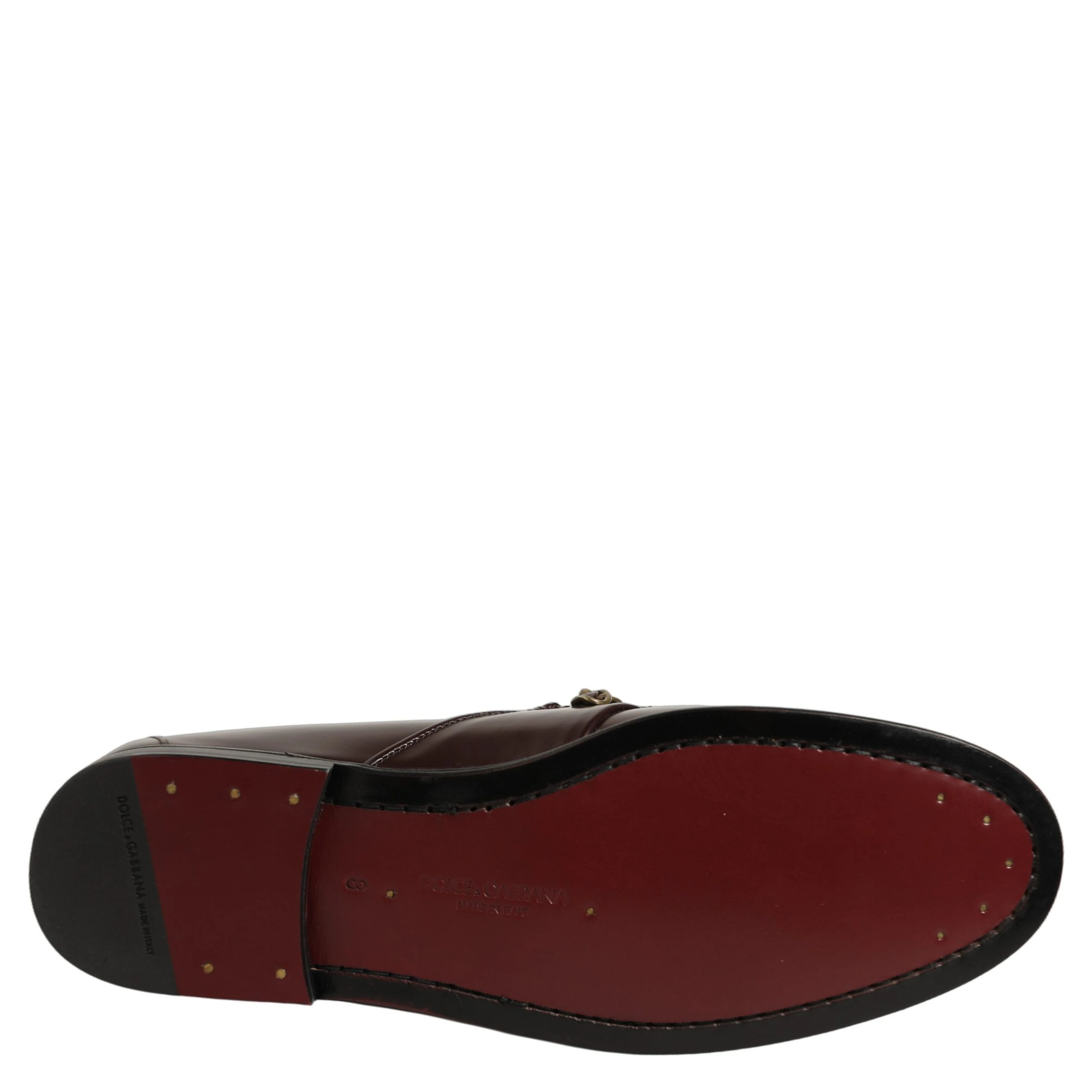 Maroon DG Chain Calfskin Leather Loafers Shoes