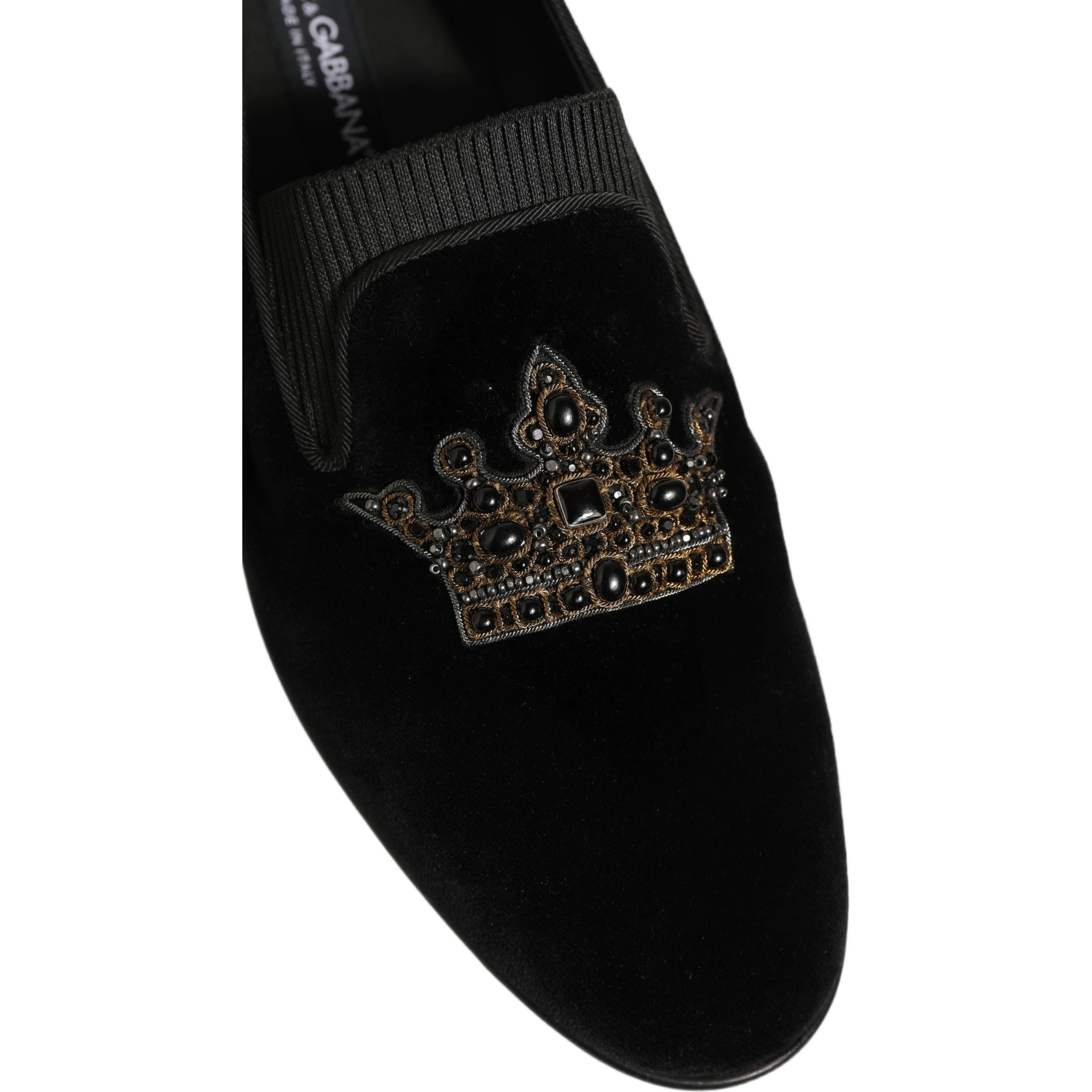 Black Crown Embellished Men Loafers Shoes