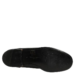 Black Leather Logo Plaque Men Loafers Shoes