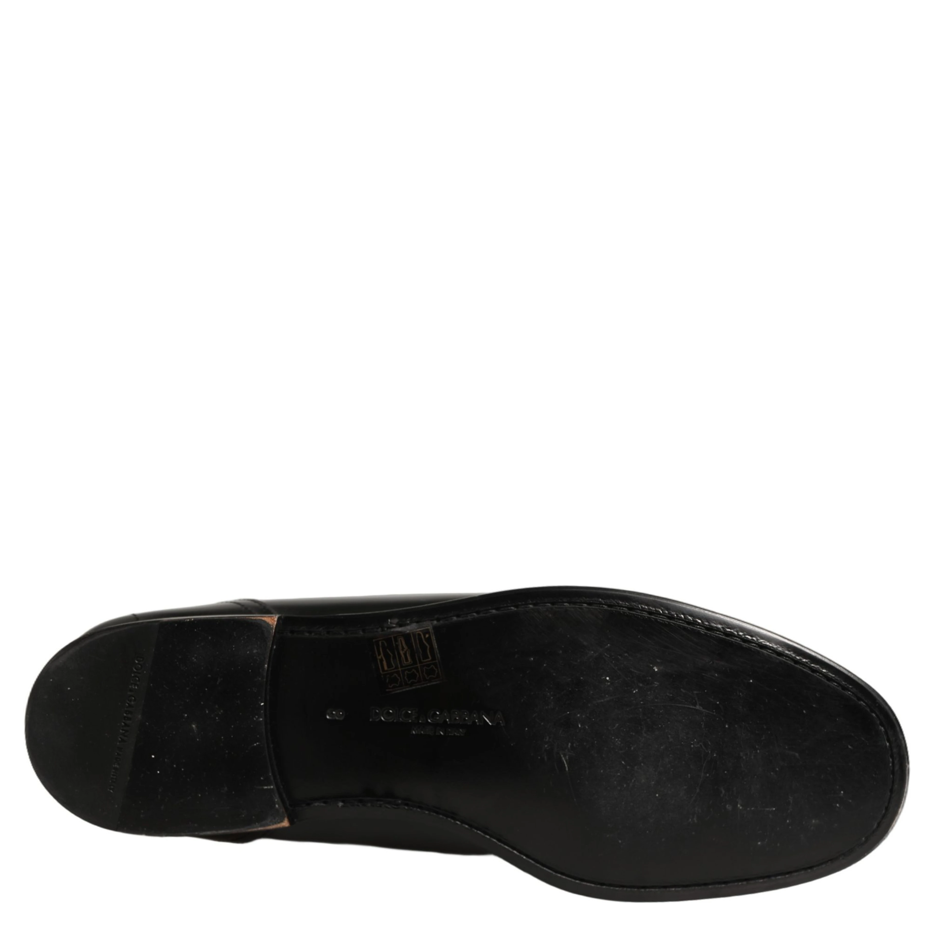 Black Leather Logo Plaque Men Loafers Shoes