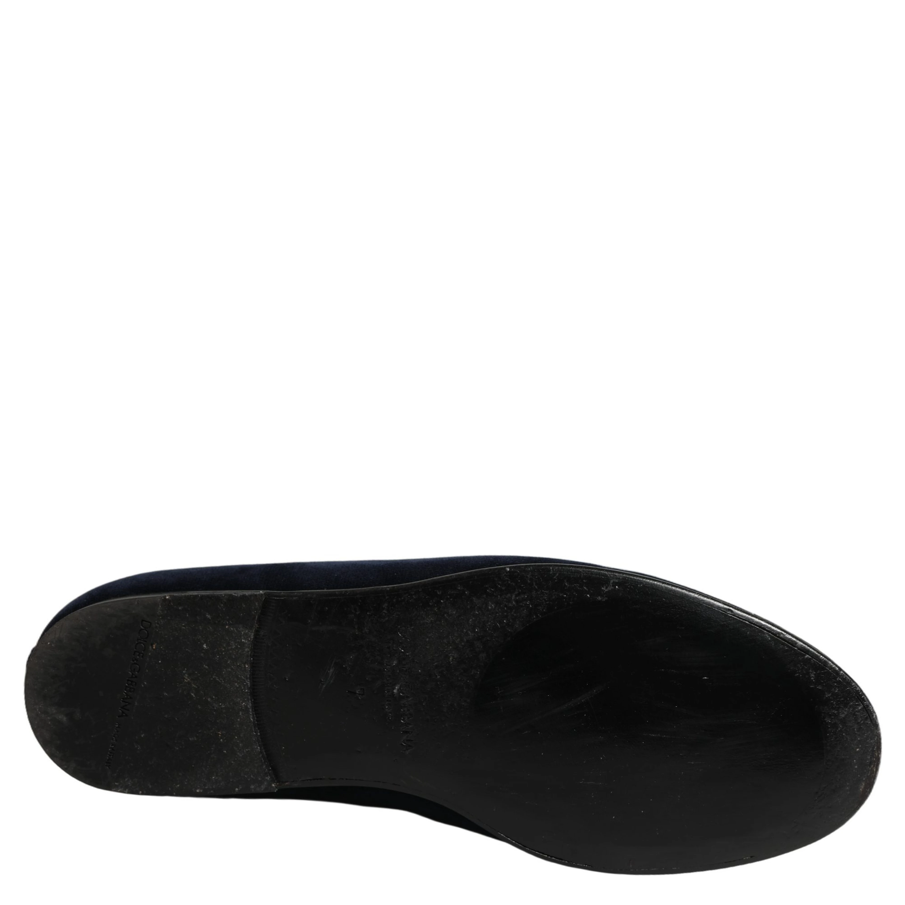 Blue Velvet Embellished Slip On Loafers Shoes