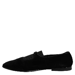 Black Velvet Slip On Slippers Loafers Shoes