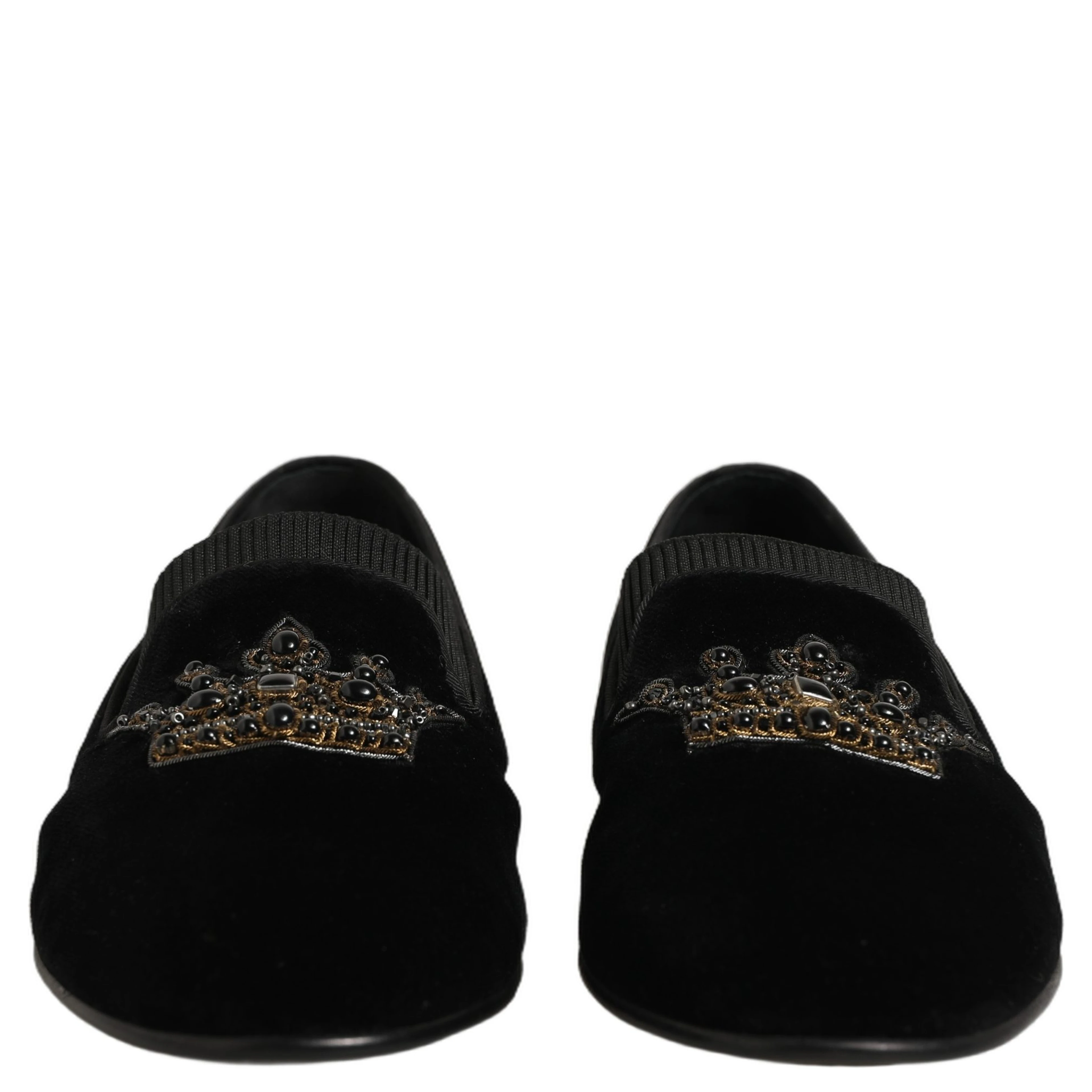 Black Crown Embellished Men Loafers Shoes