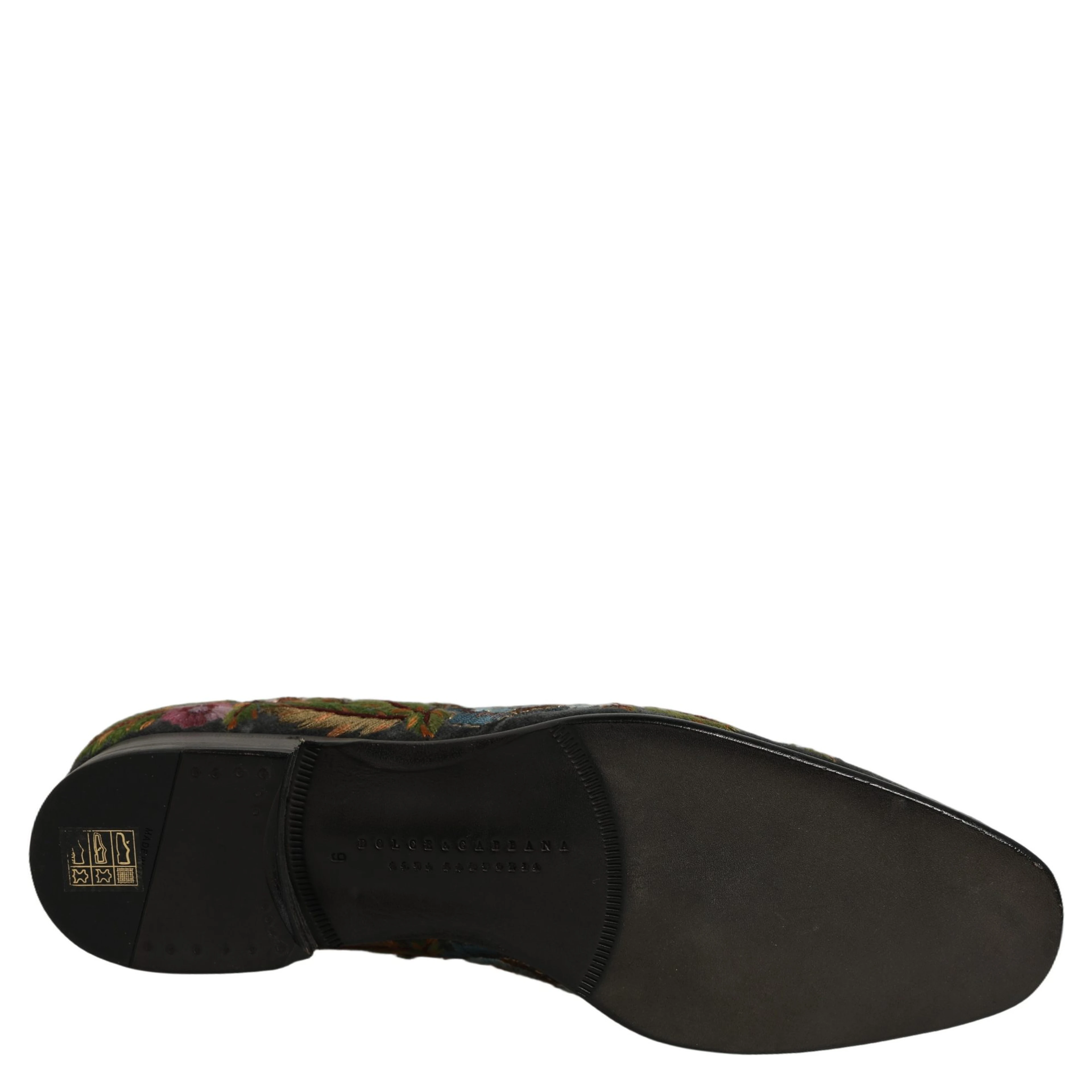 Black Velvet Floral Embroidery Loafers Shoes