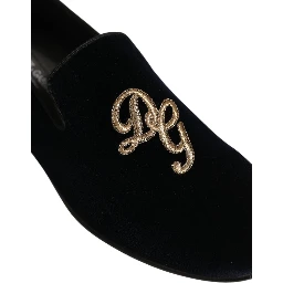 Black Suede DG Logo Slippers Men Loafers Shoes