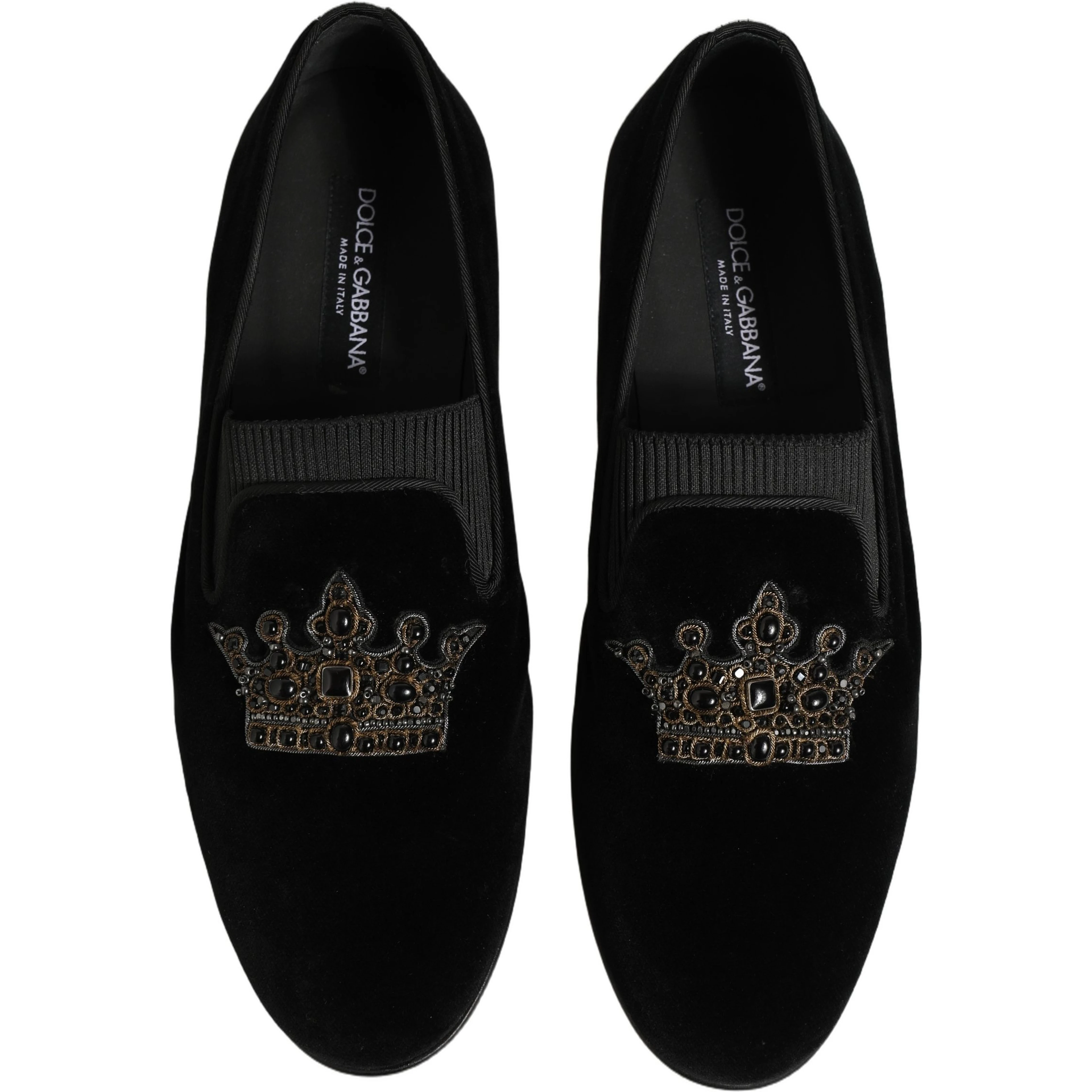Black Crown Embellished Men Loafers Shoes