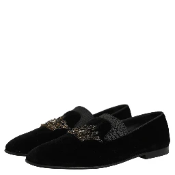 Black Crown Embellished Men Loafers Shoes