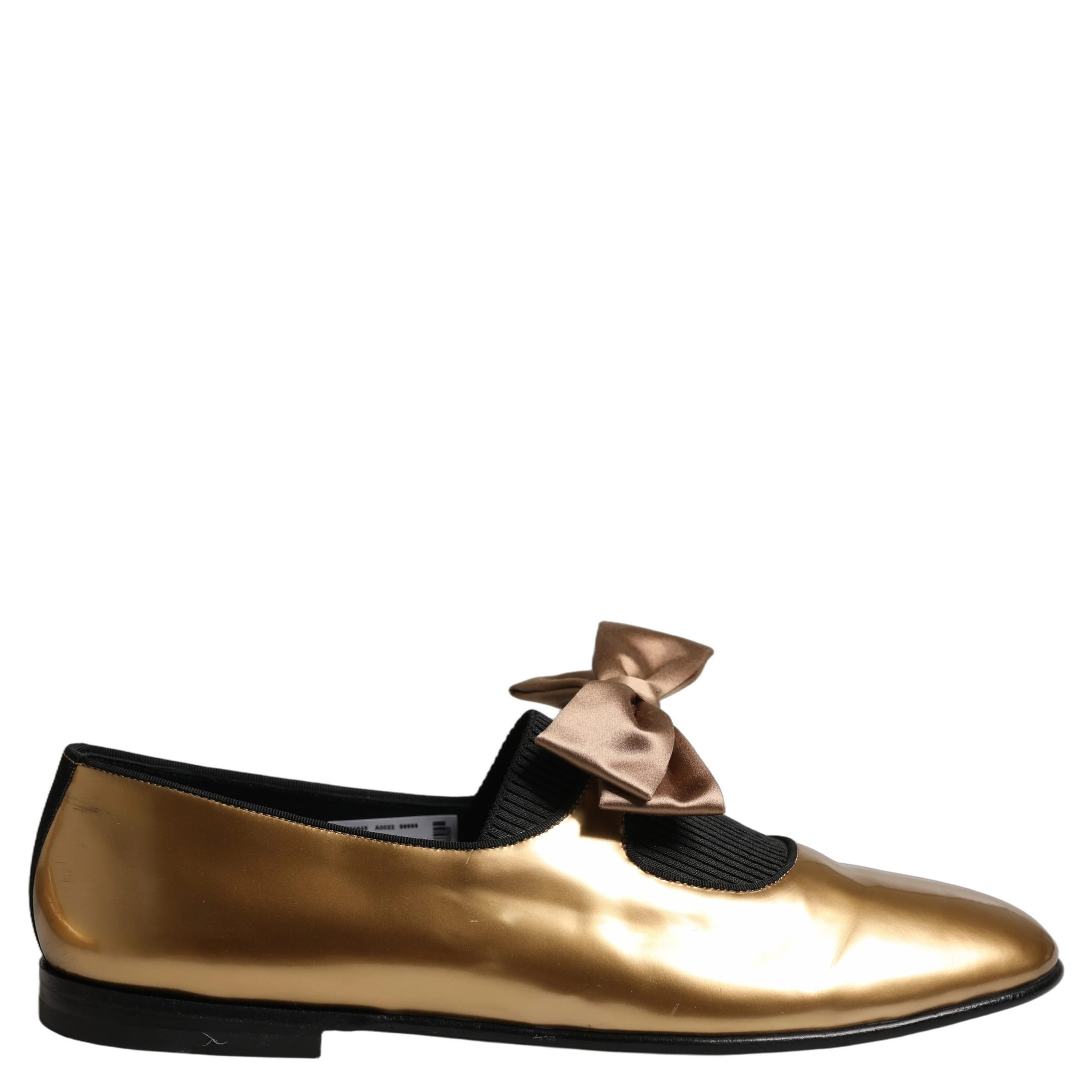 Metallic Gold Leather Flats Loafers Shoes