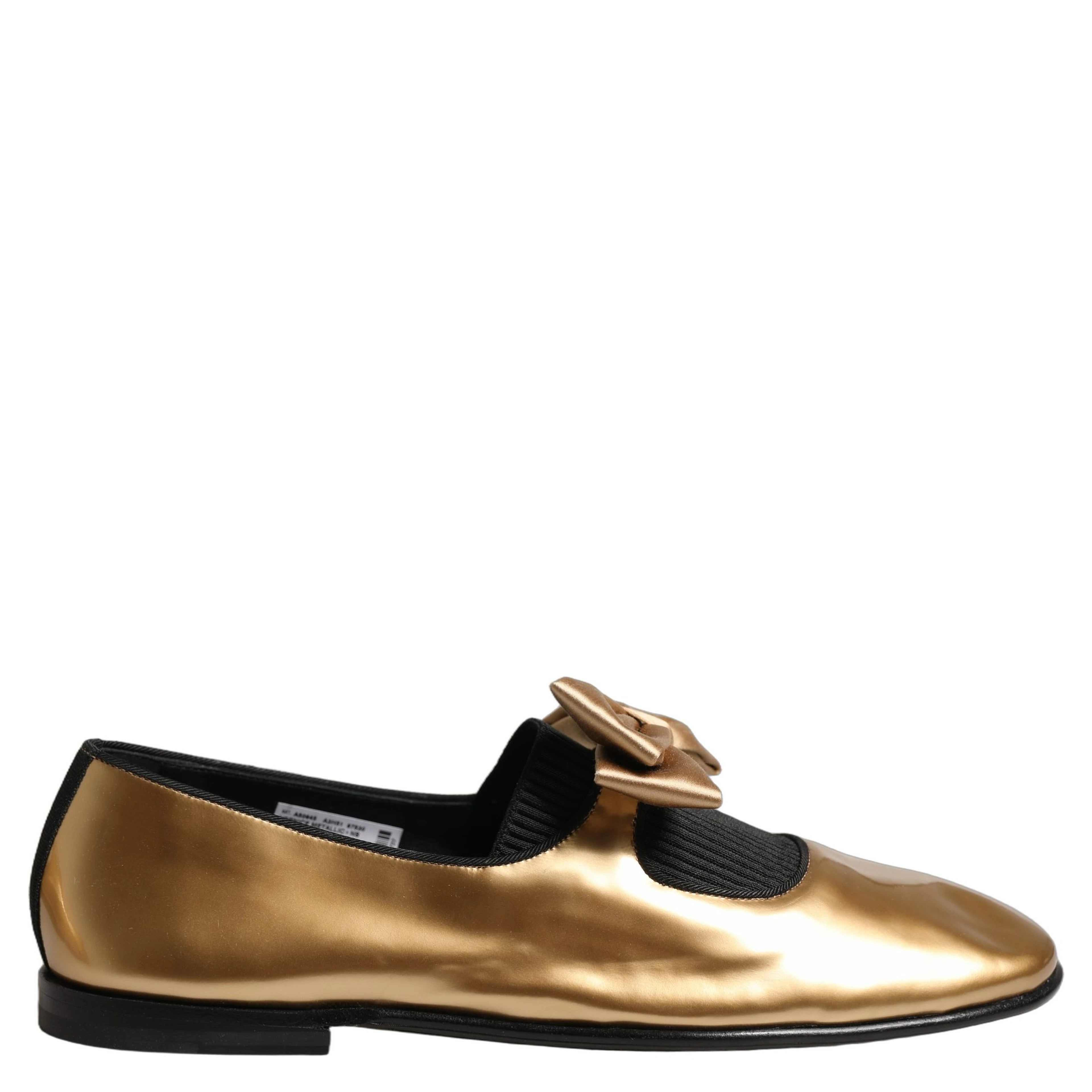 Metallic Gold Leather Flats Loafers Shoes