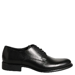 Black Calfskin Leather Derby Men Dress Shoes