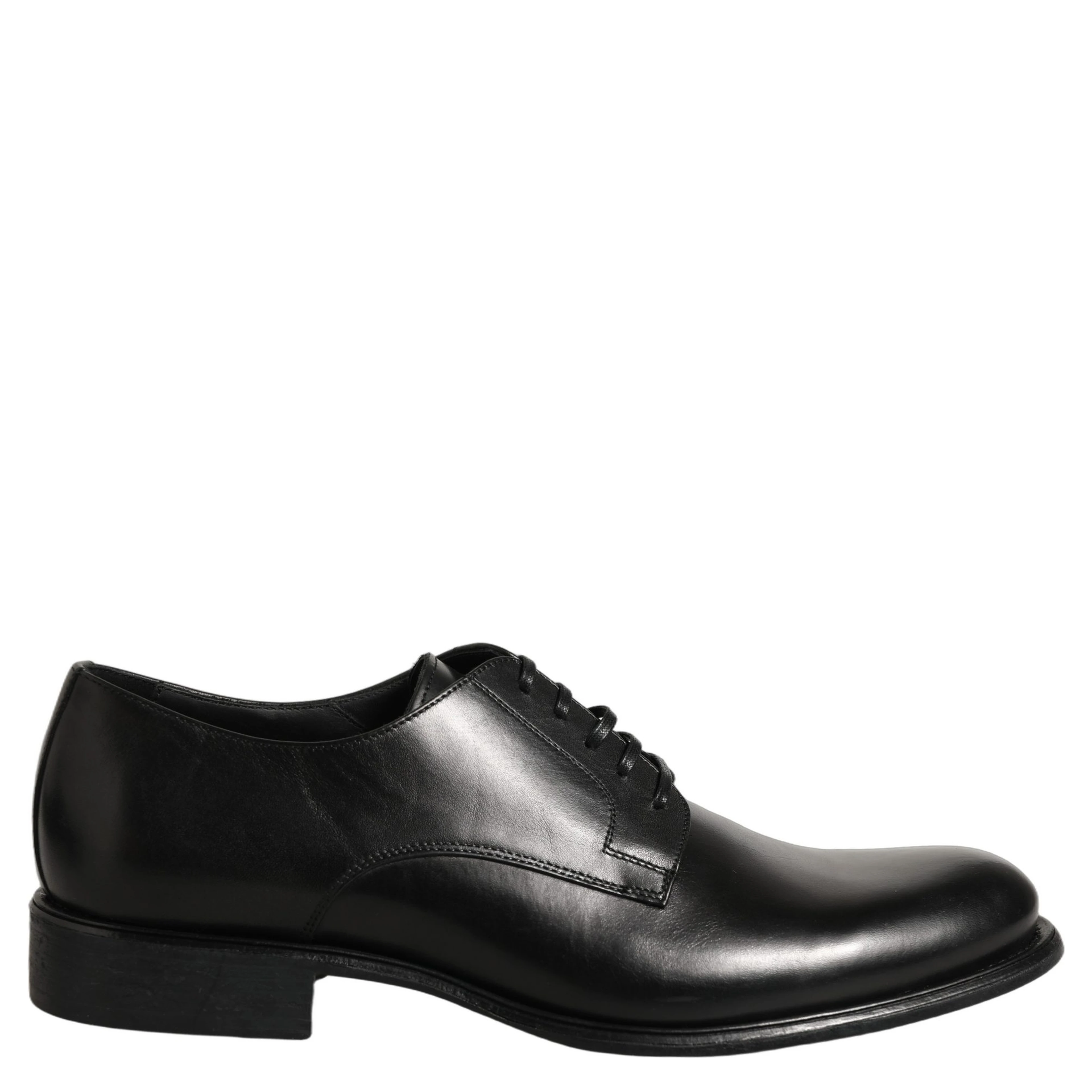 Black Calfskin Leather Derby Men Dress Shoes