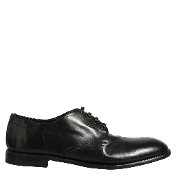 Black Calfskin Leather Derby Men Dress Shoes