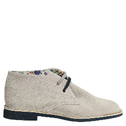 Gray Suede Chukka Lace Up Men Ankle Boots Light