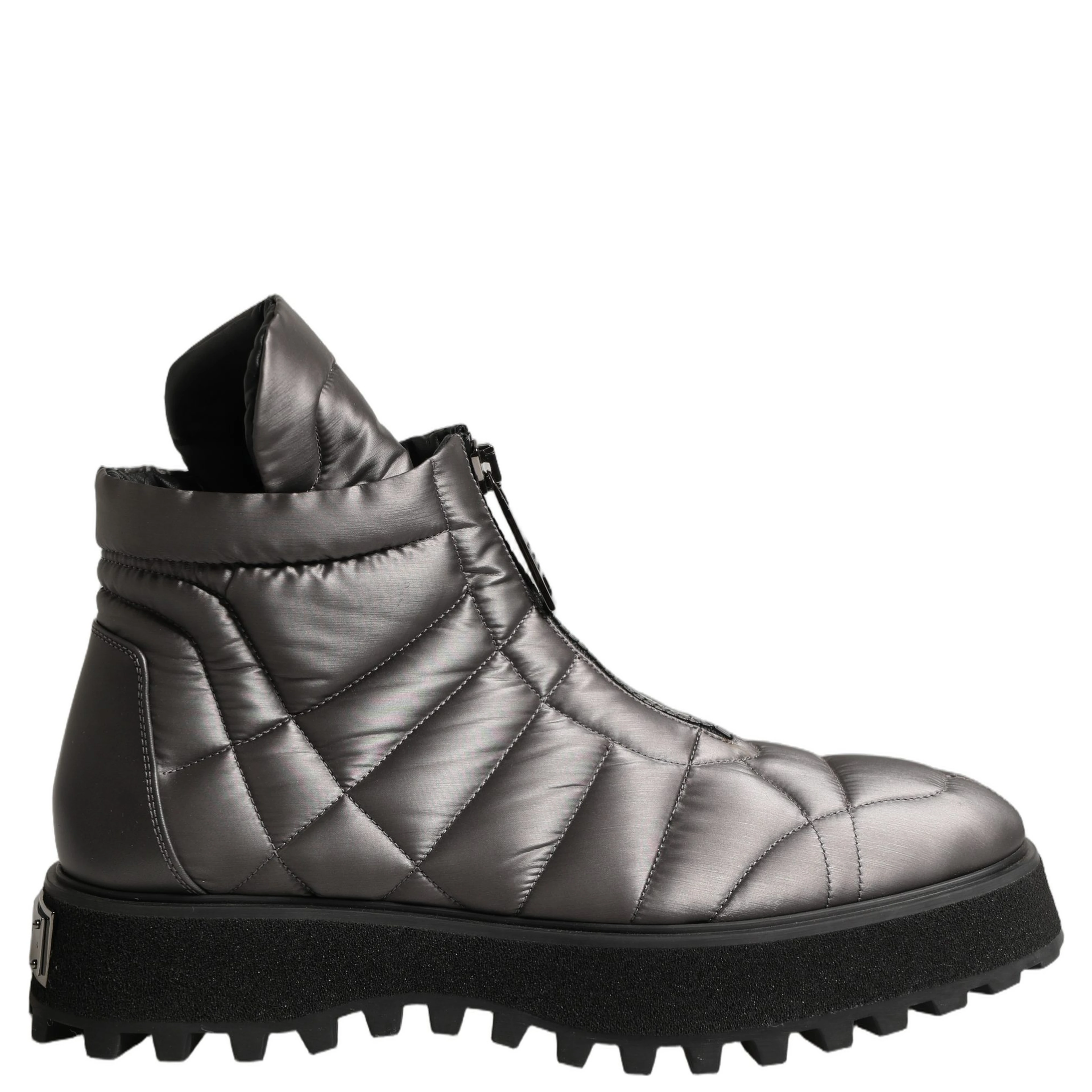 Silver Leather Quilted Men Ankle Boots Shoes
