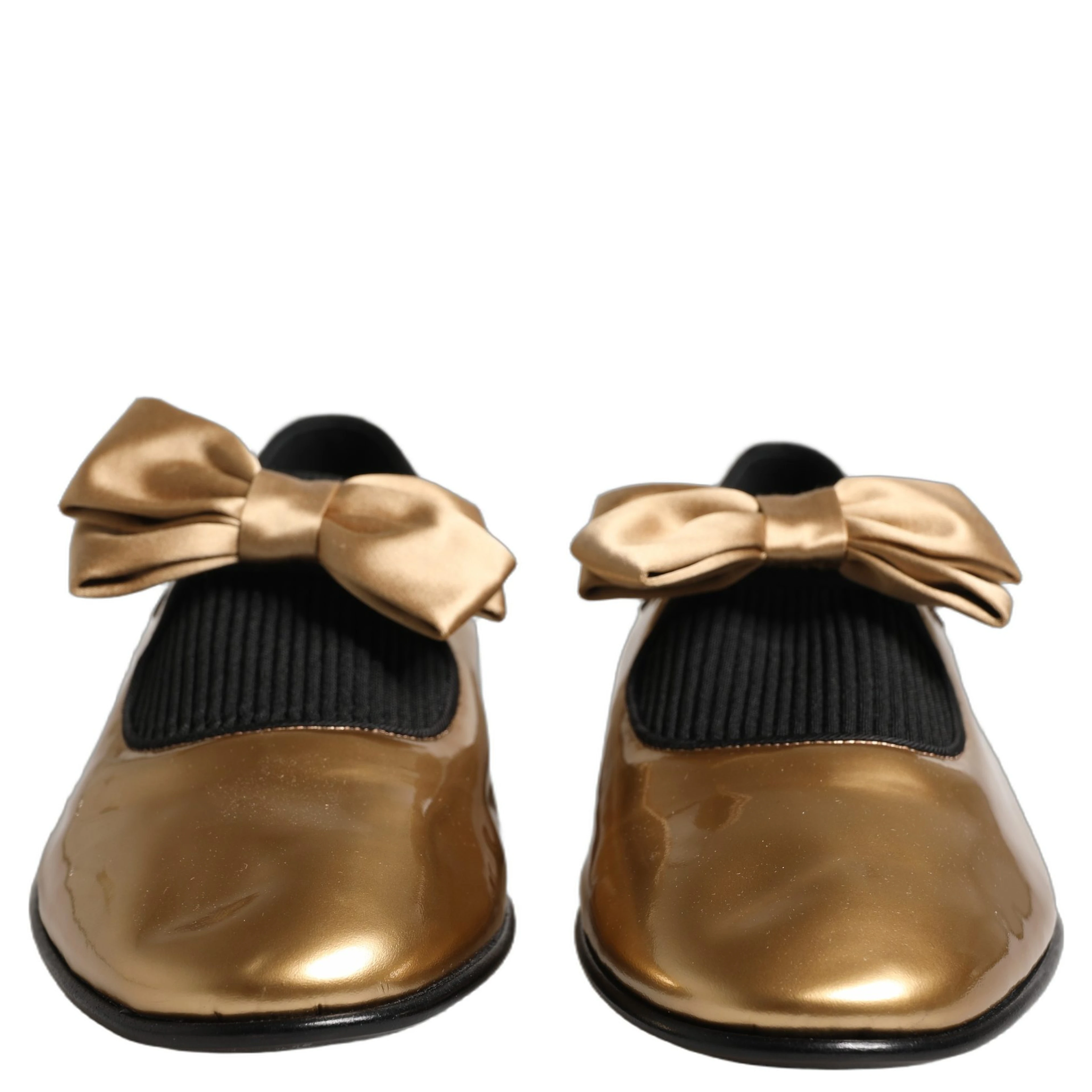 Metallic Gold Leather Flats Loafers Shoes