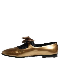 Metallic Gold Leather Flats Loafers Shoes
