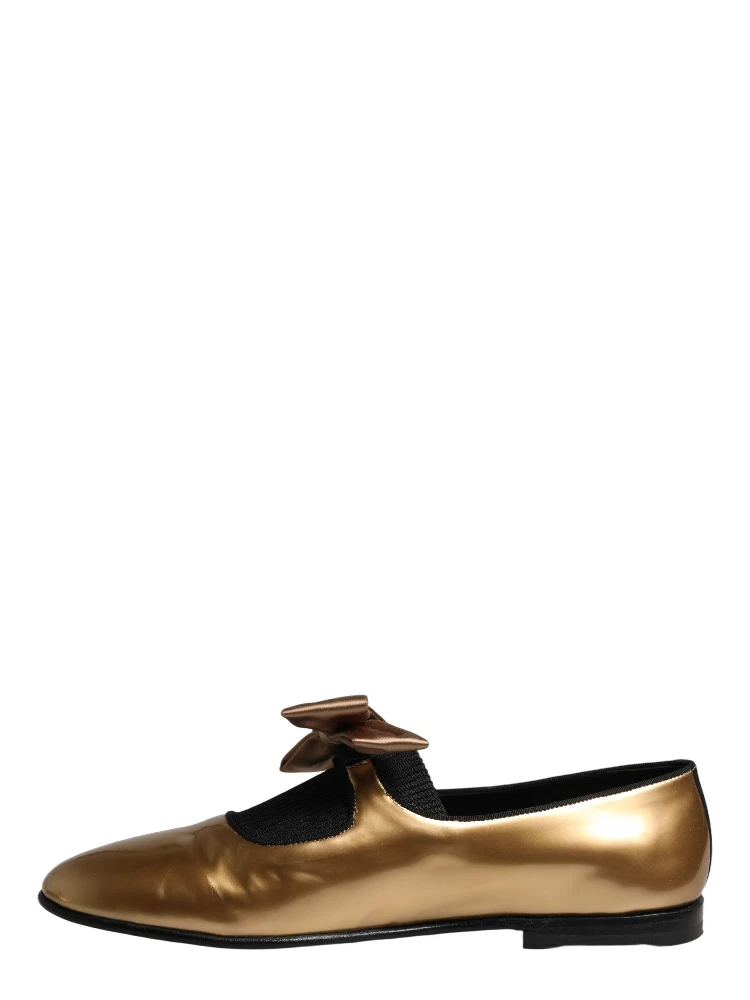 Metallic Gold Leather Flats Loafers Shoes alternative