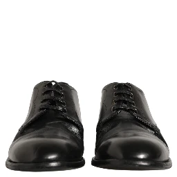 Black Calfskin Leather Derby Men Dress Shoes