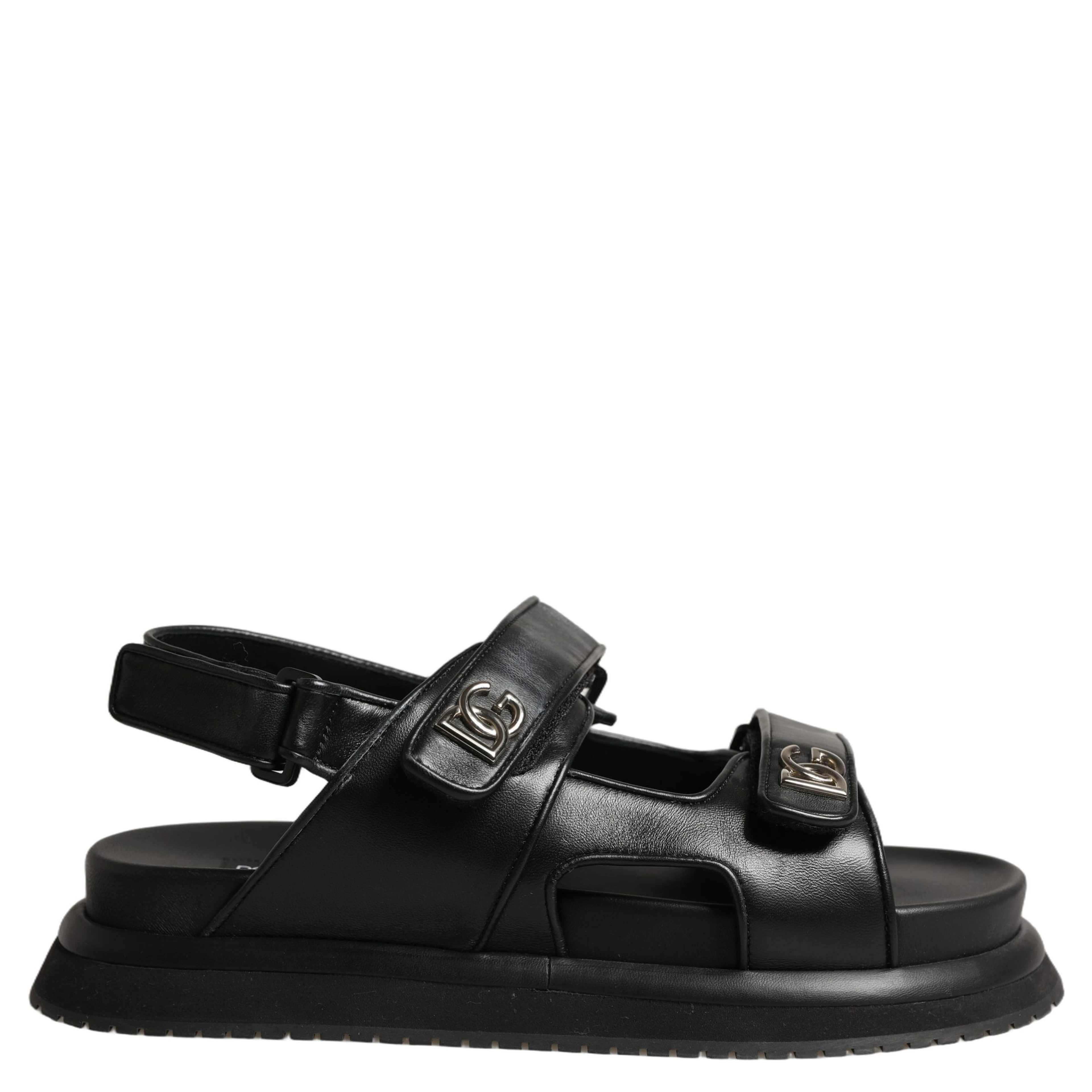 Black DG Logo Sandals Flats Slippers Shoes