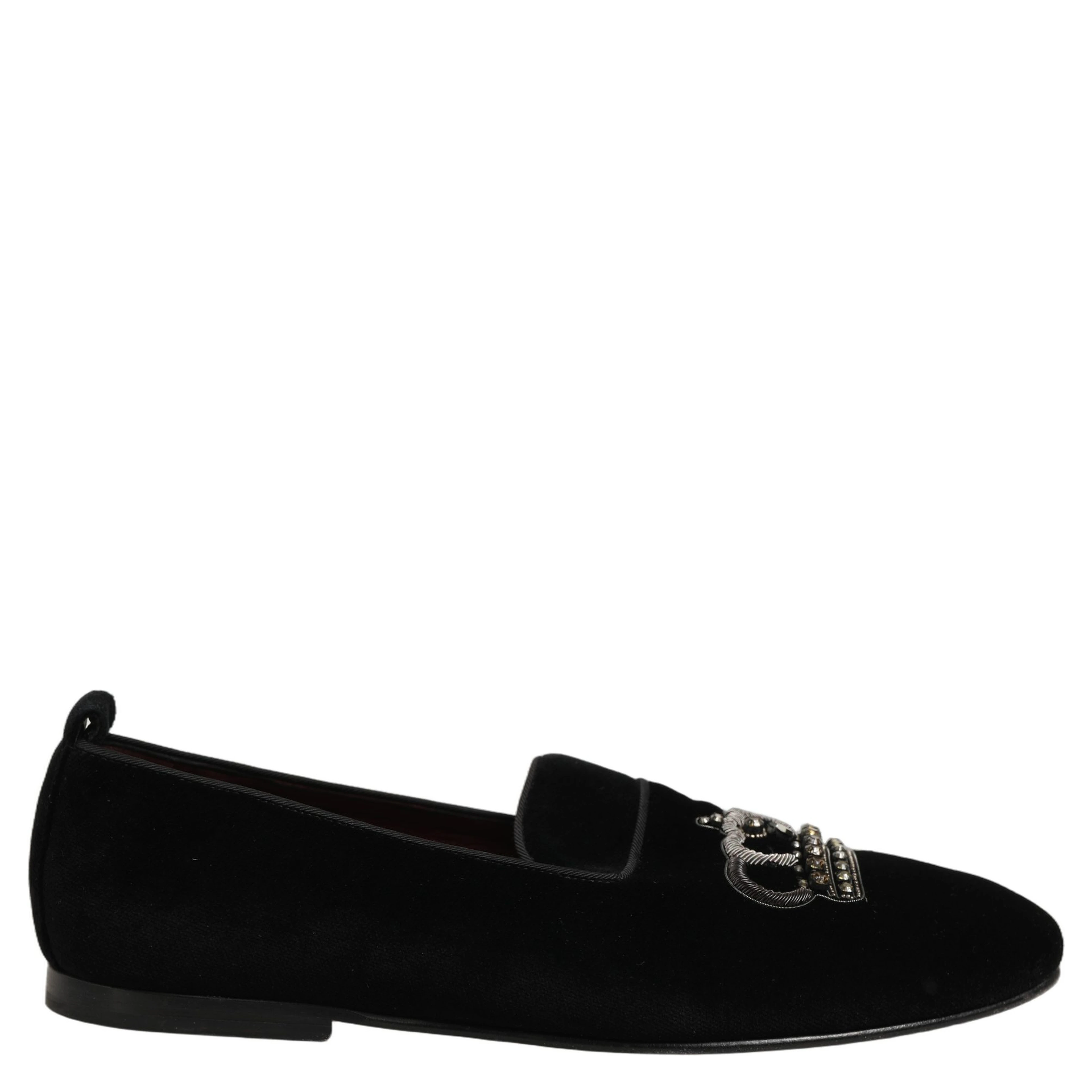 Black Crown Embellished Men Loafers Shoes