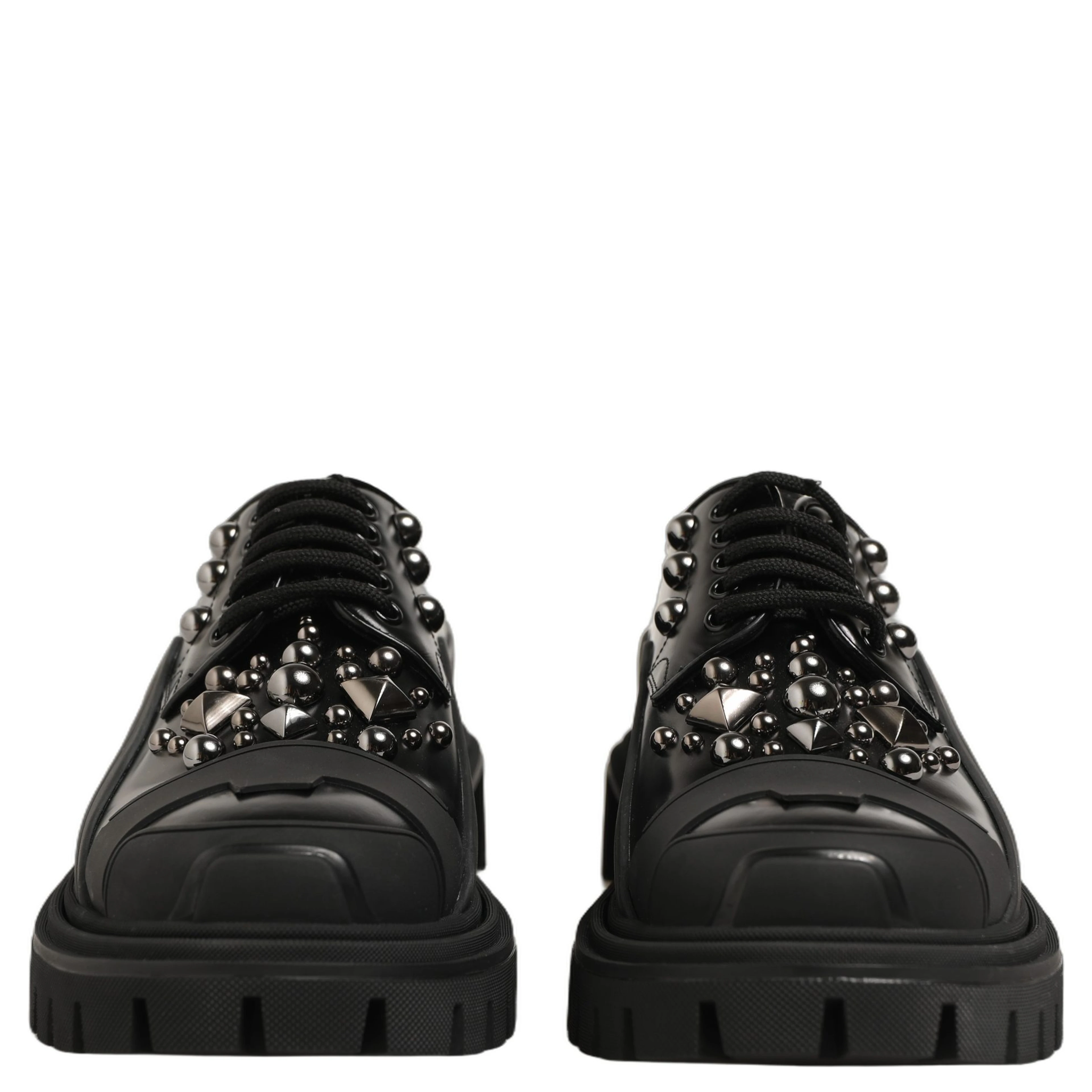 Black Calfskin Leather Trekking Derby Shoes