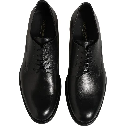 Black Calfskin Leather Derby Men Dress Shoes