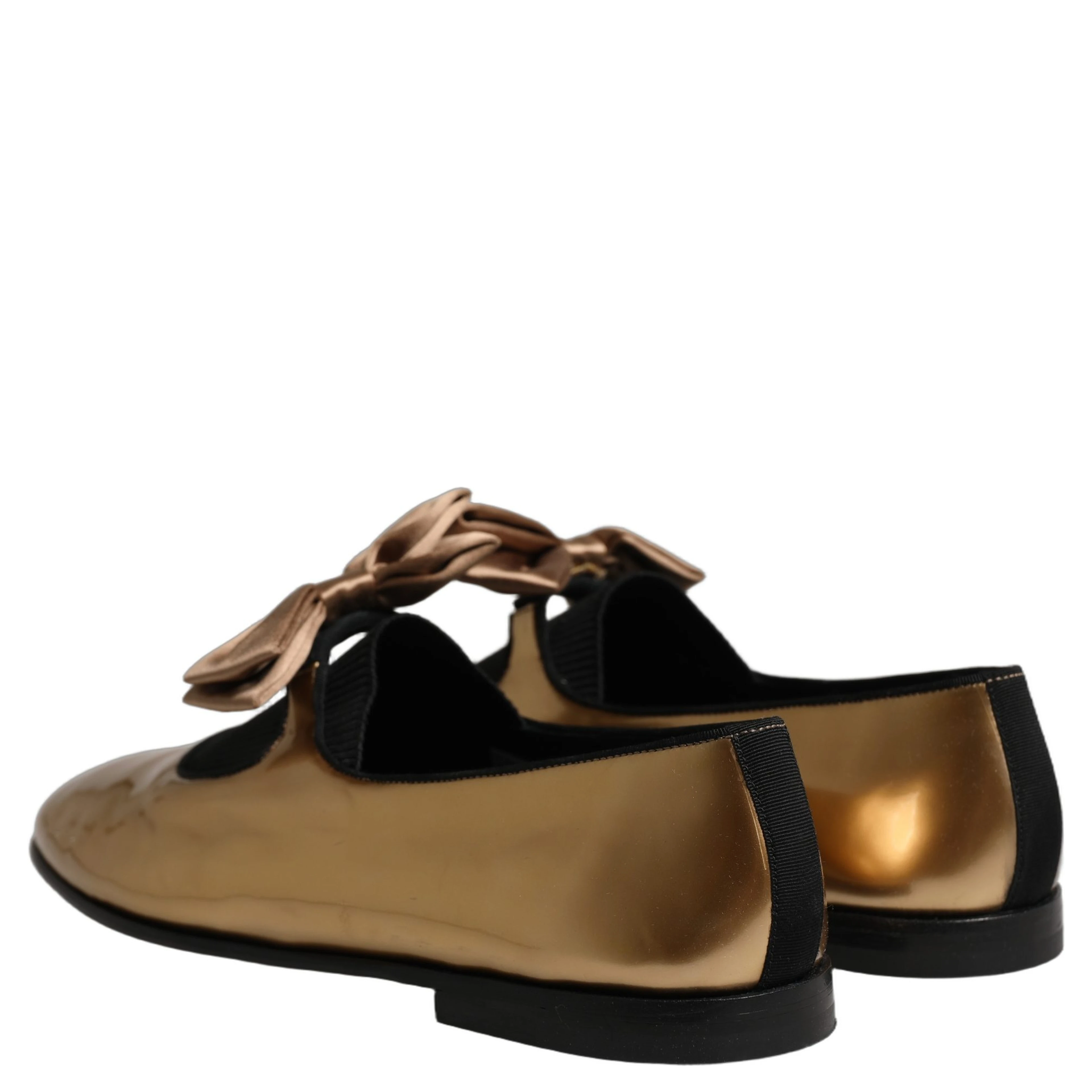 Metallic Gold Leather Flats Loafers Shoes