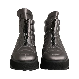 Silver Leather Quilted Men Ankle Boots Shoes