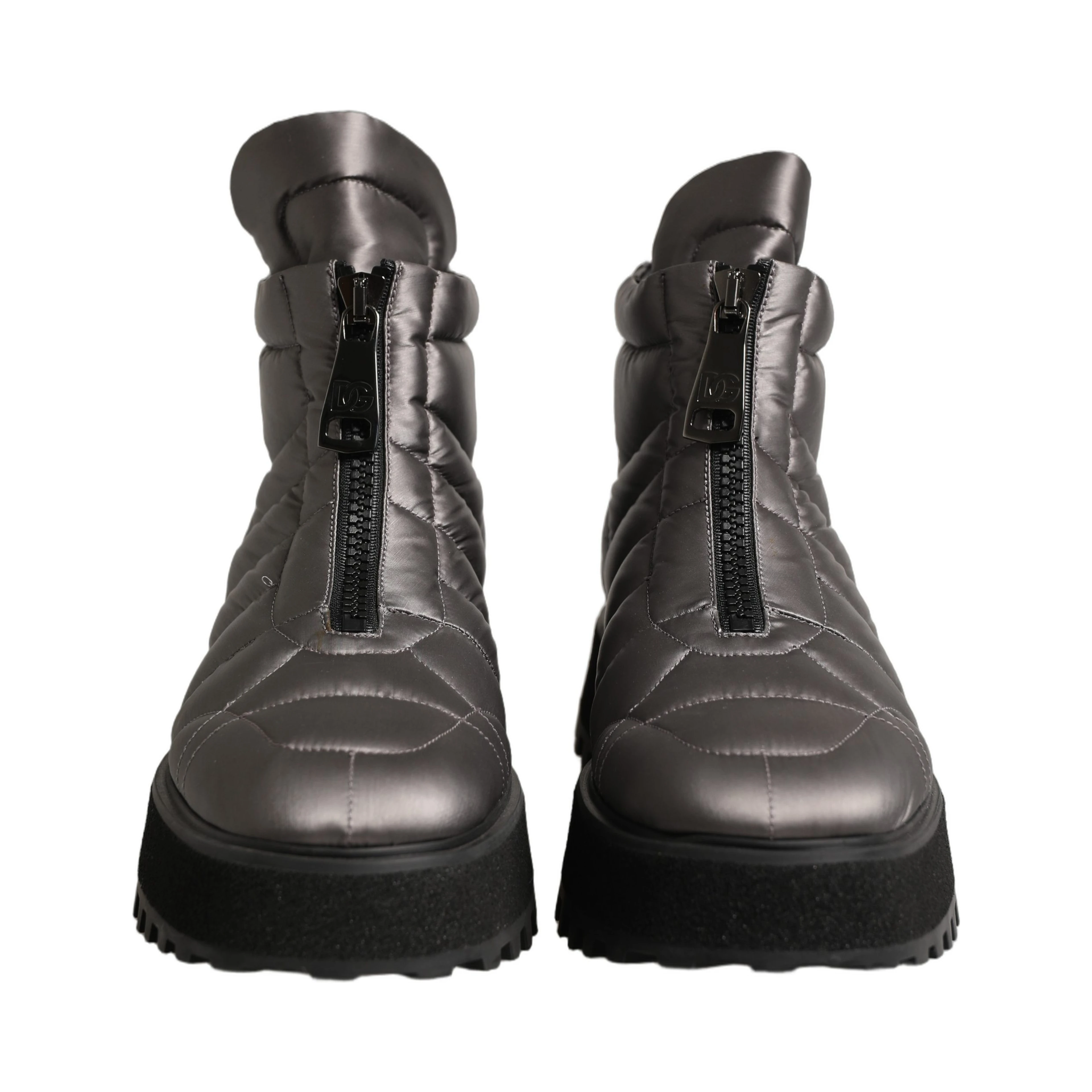 Silver Leather Quilted Men Ankle Boots Shoes
