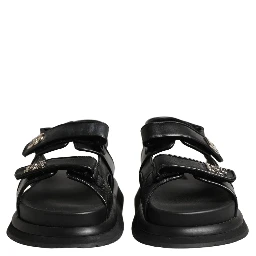 Black DG Logo Sandals Flats Slippers Shoes