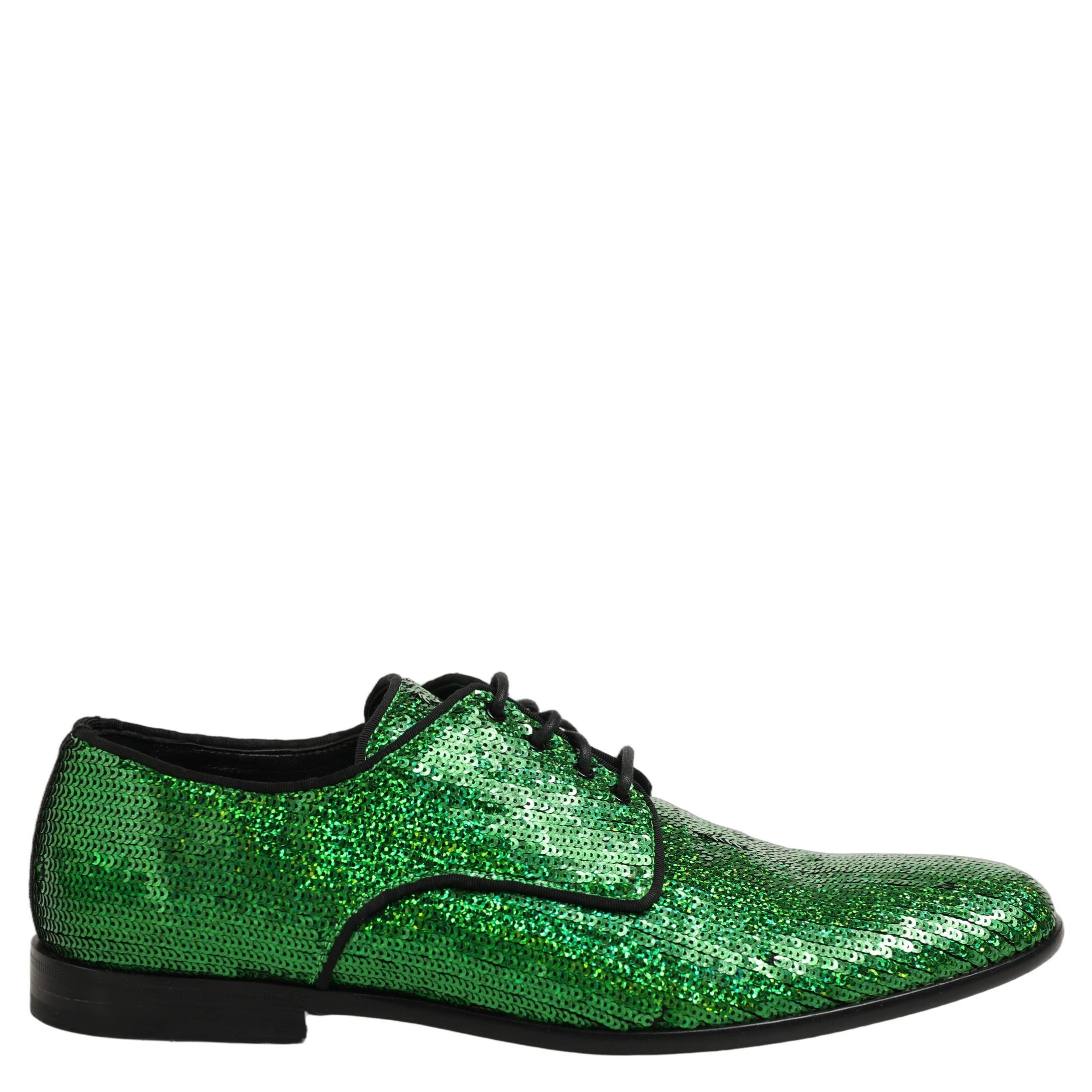 Dress Green Sequined Lace Up Men Derby Shoes