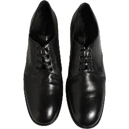 Black Calfskin Leather Derby Men Dress Shoes