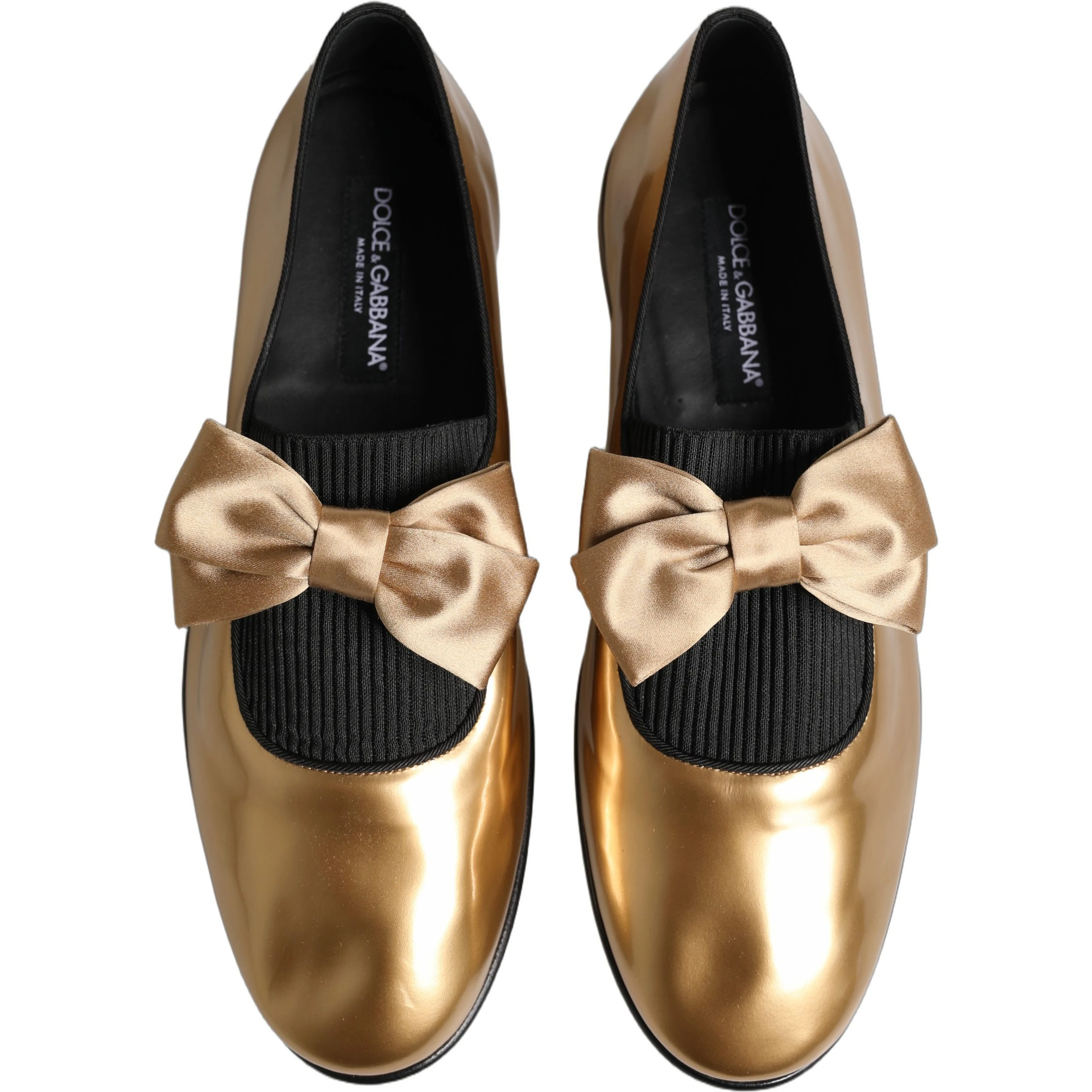 Metallic Gold Leather Flats Loafers Shoes