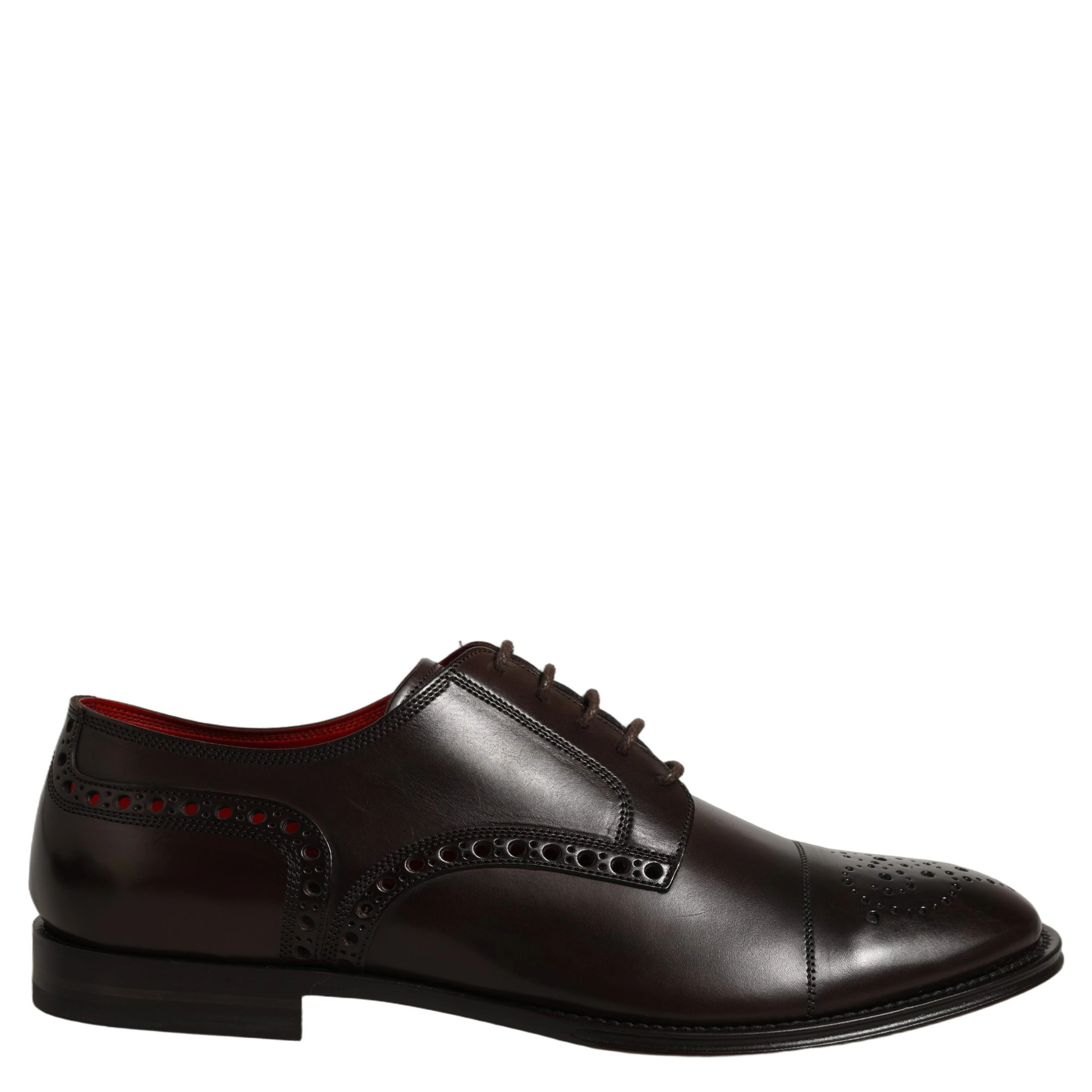 Maroon Calfskin Leather Derby Men Dress Shoes