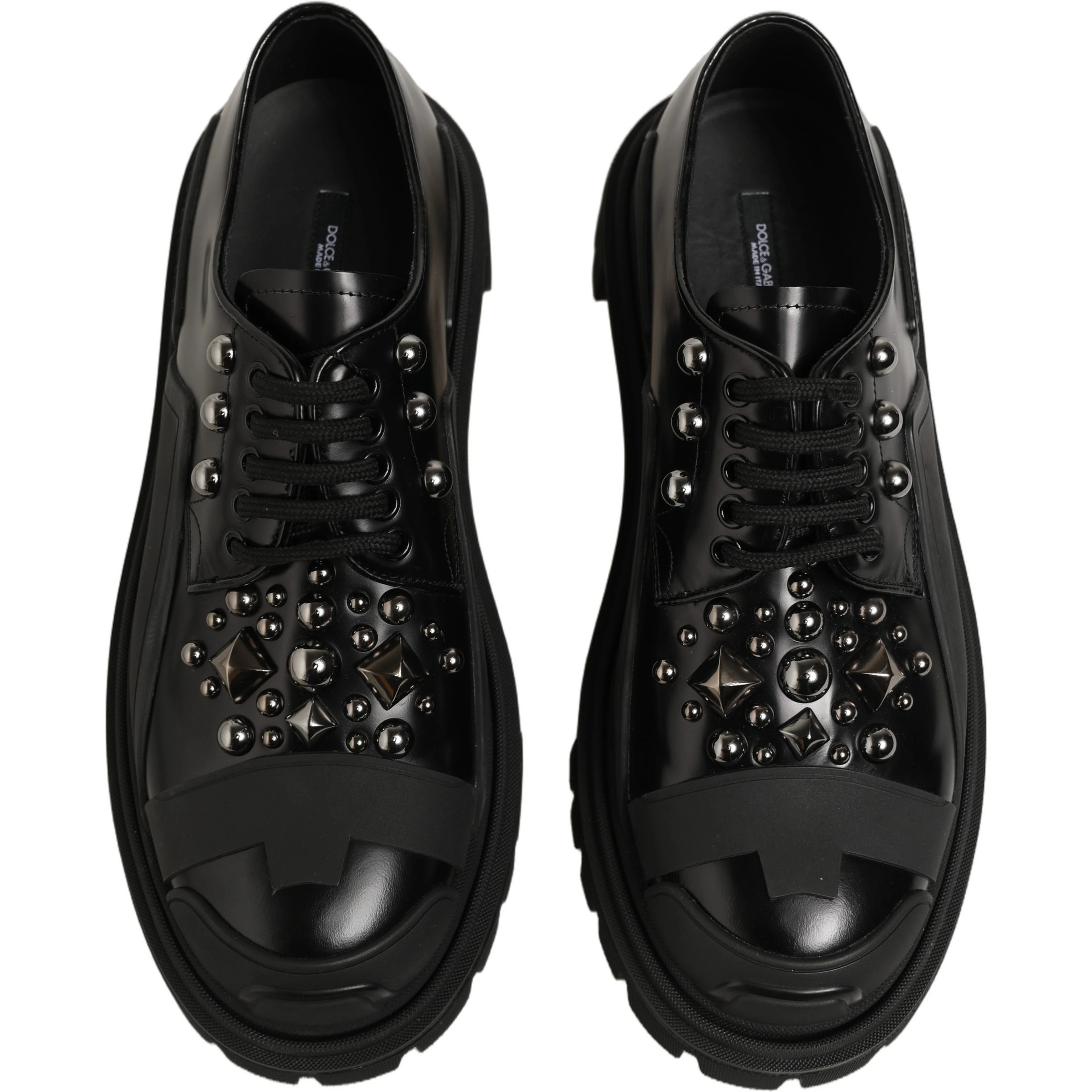Black Calfskin Leather Trekking Derby Shoes