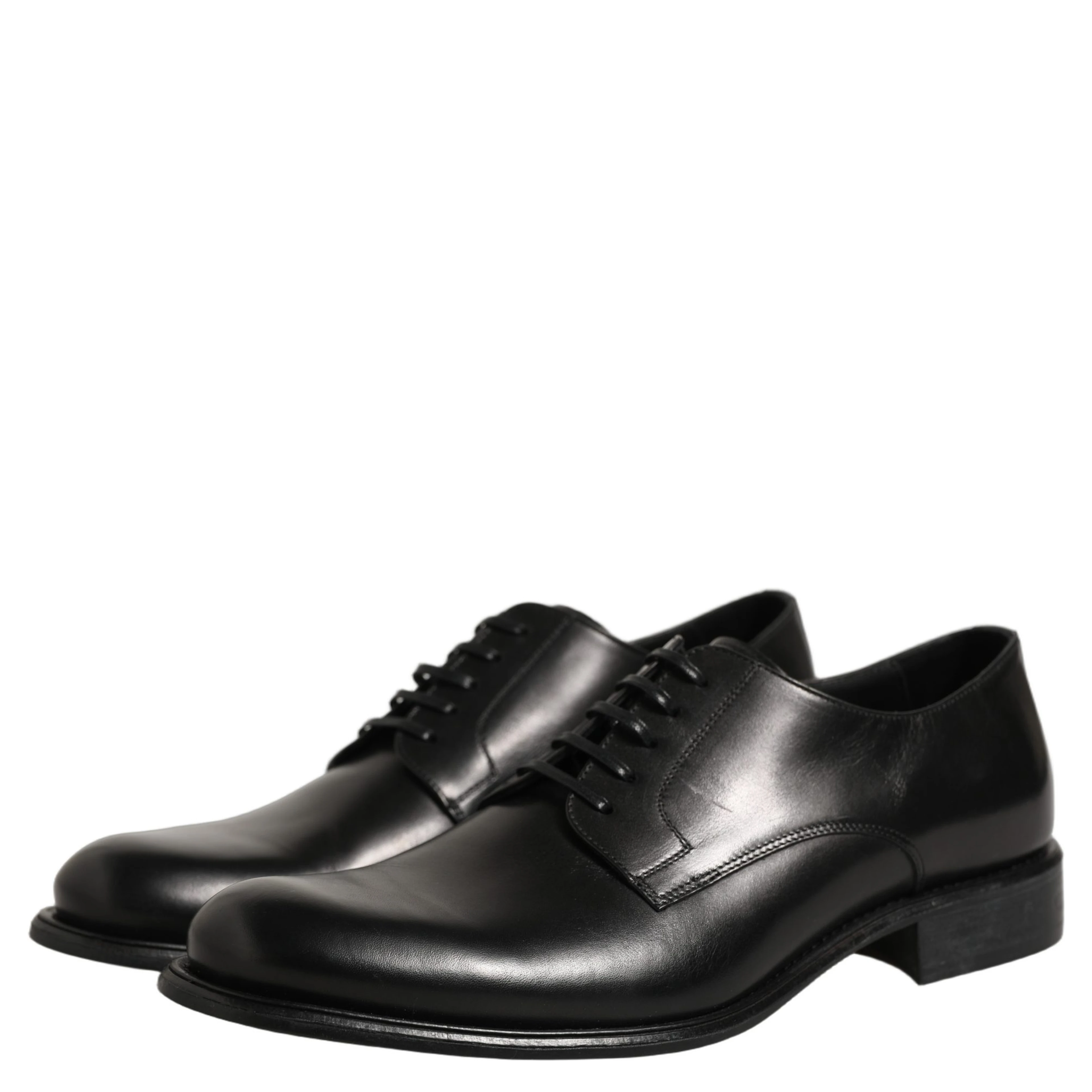Black Calfskin Leather Derby Men Dress Shoes