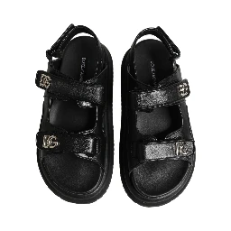 Black DG Logo Sandals Flats Slippers Shoes