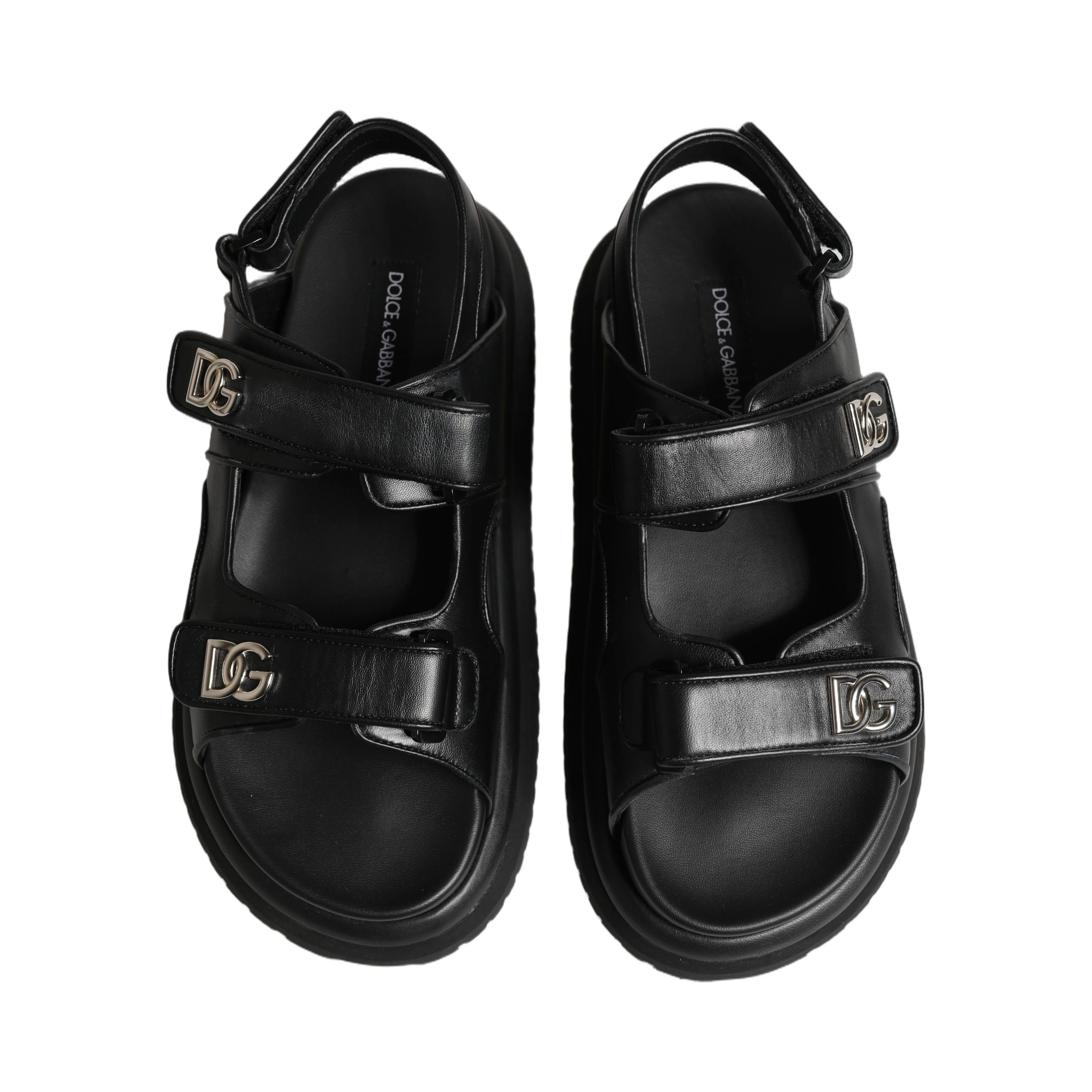 Black DG Logo Sandals Flats Slippers Shoes