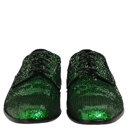 Dress Green Sequined Lace Up Men Derby Shoes