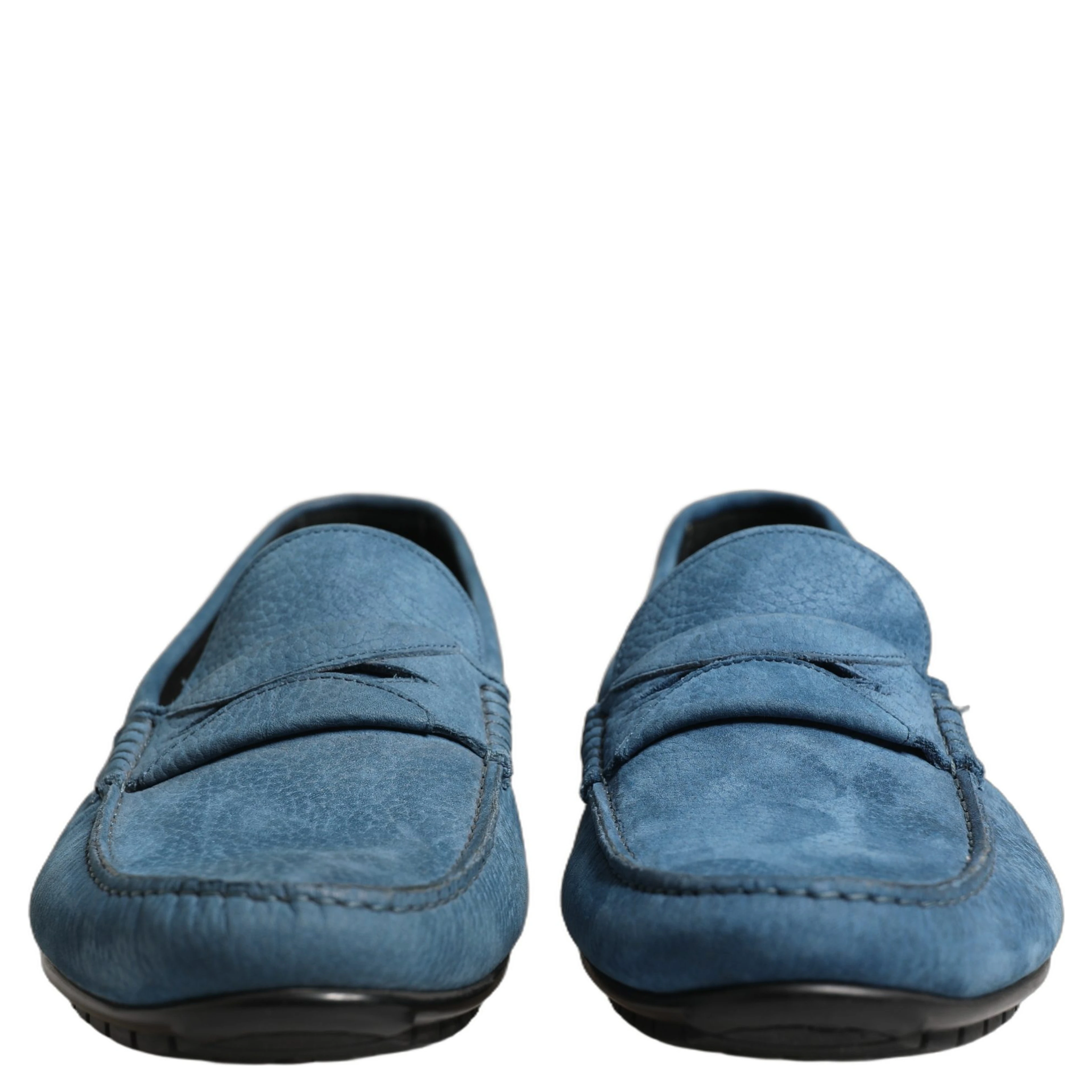 Blue Calfskin Leather Driver Loafers Shoes