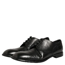 Black Calfskin Leather Derby Men Dress Shoes