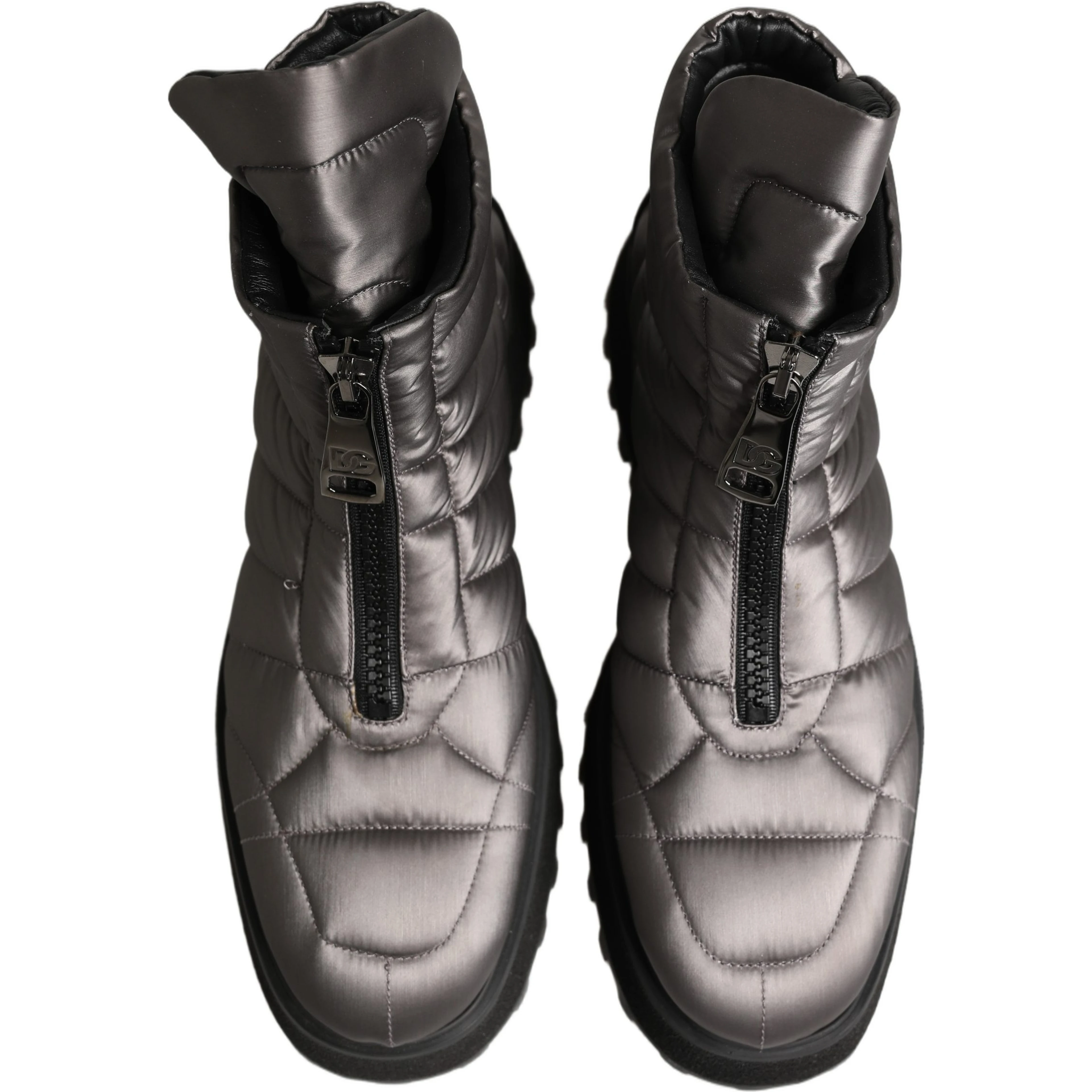 Silver Leather Quilted Men Ankle Boots Shoes